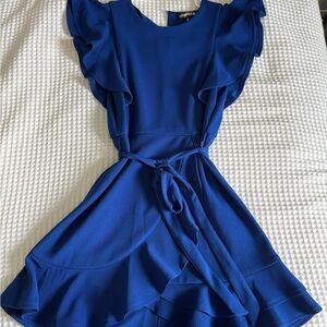 Royal Blue Ruffle Wrap Dress